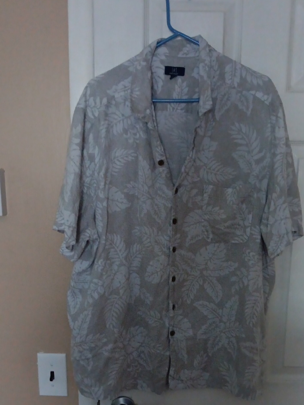 George Cream and Light Gray Floral Button-Up Shirt